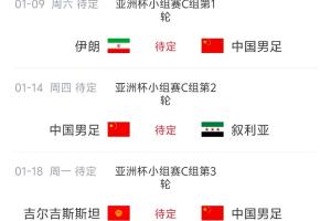 国足亚洲杯对手亚洲名次：伊朗第2 叙利亚第12 吉尔吉斯斯坦第19