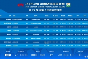 中超裁判：金希坤执法蓉城vs津门虎，米纳科维奇执法铁人vs三镇